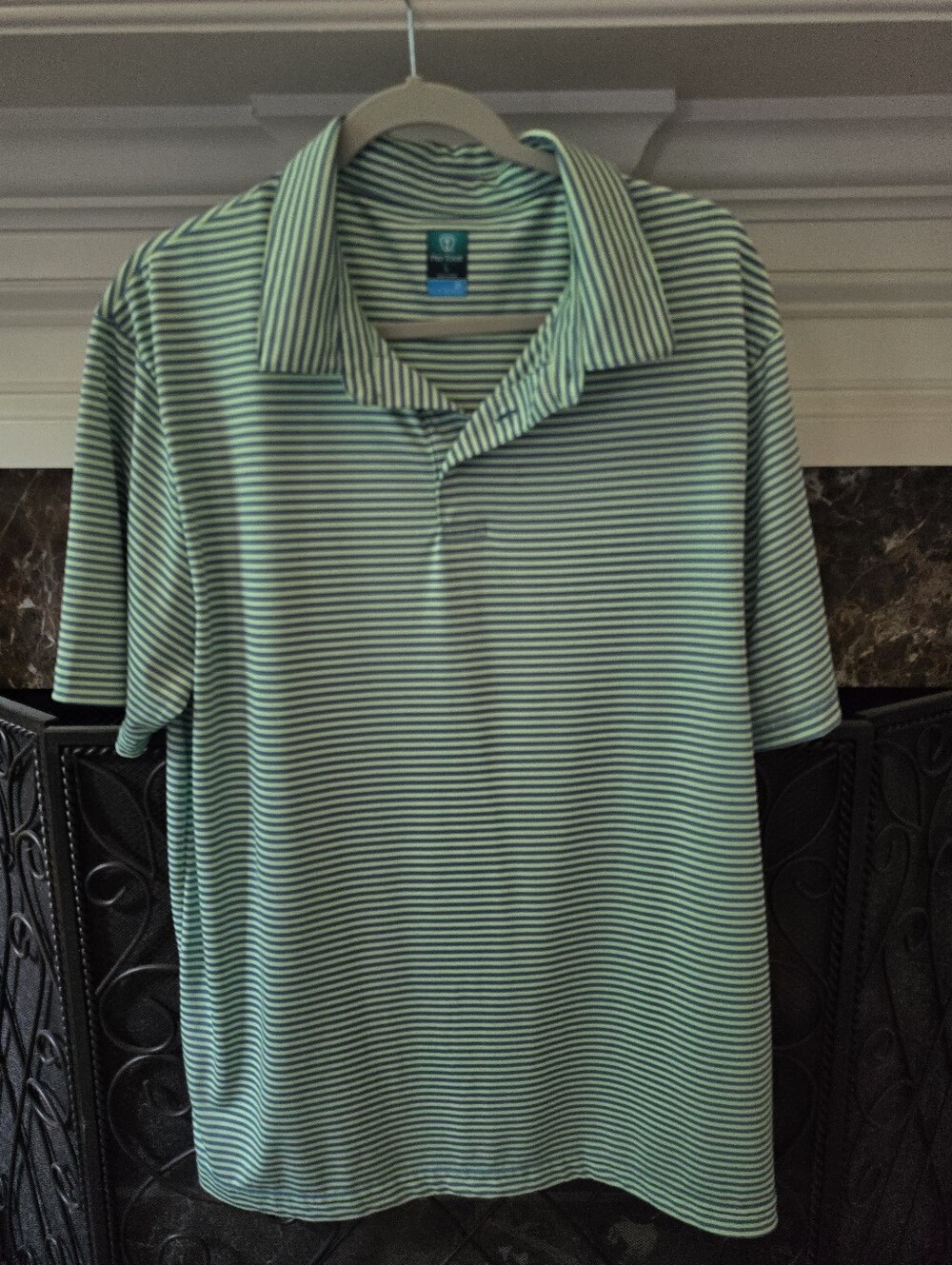 Pro-Tour Coolplay Two Tone Green Striped Polo Shirt